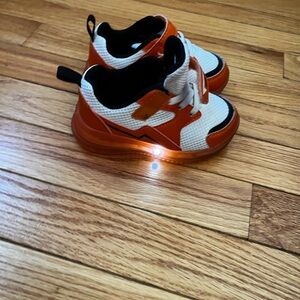 Kids Orange and White Light-Up Sneakers